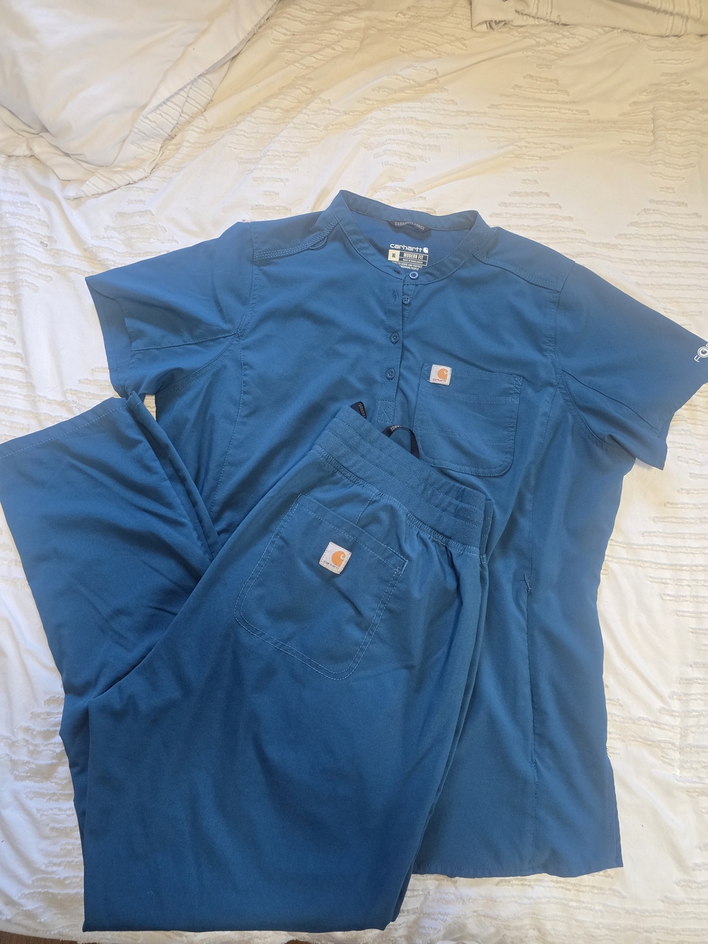 Carhartt Force Scrub Set XL Modern Fit Caribbean Blue Top & Pants